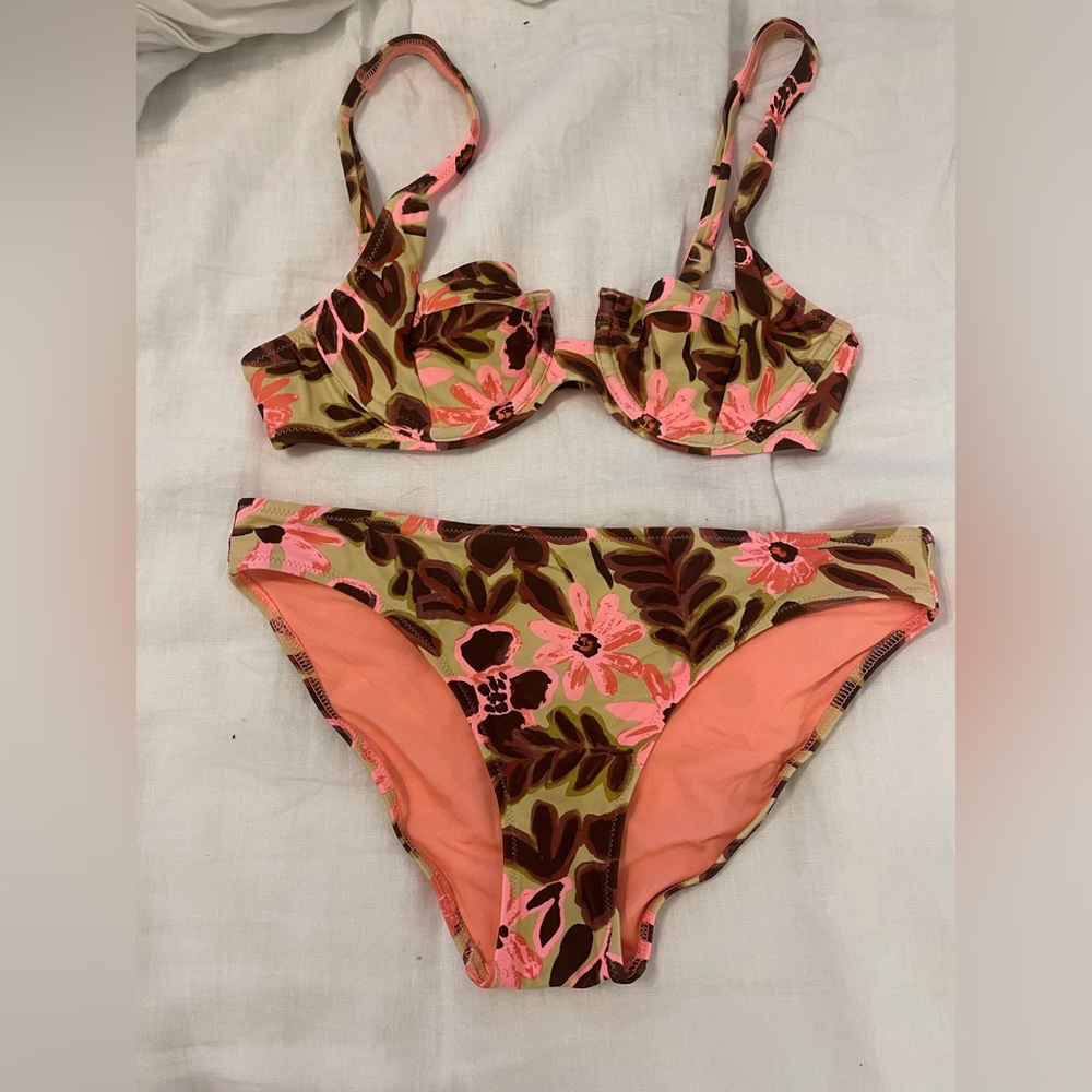 Aerie Pink and Brown Bikini Set